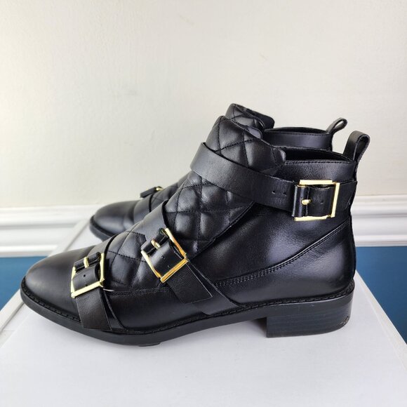 Zara Woman Chelsea Black Ankle Quilted Booties Size 38 - Picture 3 of 10